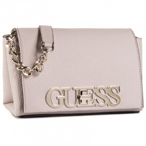 Geanta Guess, crossbody mica, cu logo metalic Uptown Chic, Bej - Img 3