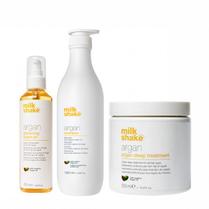 Kit pentru hidratare si reparare Milk Shake Argan Oil Sampon 1000 ml + Masca 500 ml + Ulei 250 ml - Img 2