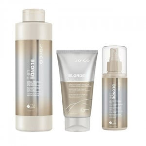 Kit pentru ingrijirea parului blond Joico Blonde Life™ Brightening Sampon 1000 ml + Masca 150 ml + Leave-in 150 ml