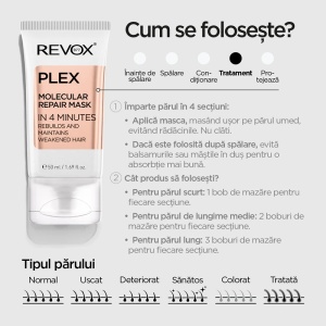 Masca regeneratoare fara clatire pentru par Revox B77 PLEX Molecular Repair, 50 ml