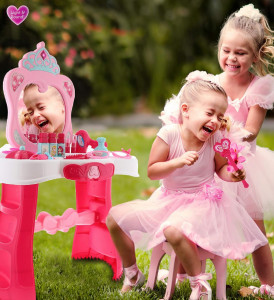 Masuta de toaleta My Magic Princess cu lumini și sunete, baghetă magică și set de accesorii cosmetice