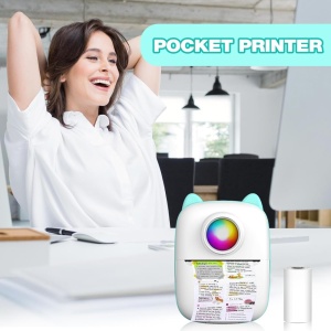 Mini Photo Printer - Imprimanta Termica Bluetooth Portabila cu Baterie 1000mAh, 203 DPI, Printare Instantanee pentru Poze, Stickere si Chitante