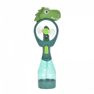 Mini ventilator portabil cu pulverizator - Dinozaur, verde