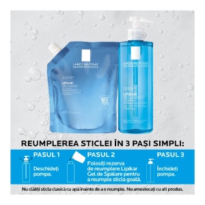 Pachet Gel de dus calmant si protector Lipikar, 400 ml + Rezerva, 400 ml, La Roche-Posay