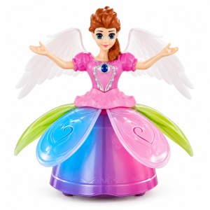 Papusa interactiva Angel Girl cu rotire, lumini si muzica, aripi si rochie multicolora, 18 luni+. - Img 4