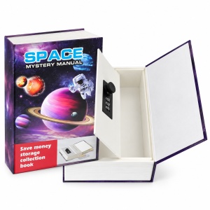 Pusculita seif in forma de carte, cu cifru, model Space, Multicolor - Img 6