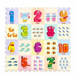 Puzzle de podea educativ cu numere si animale, 4 piese, 60 x 60 cm, multicolor - Img 3