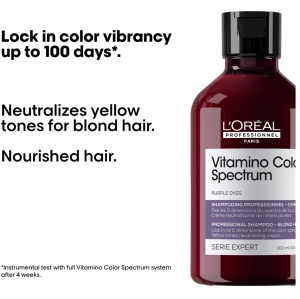 Sampon neutralizator pentru tonuri galbene L'Oréal Professionnel Serie Expert Vitamino Color Spectrum, 300 ml