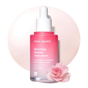 Ser anti-rid cu bakuchiol si apa de trandafir de Damasc, Face Republic, Blooming Forever Rosé Serum, 45 ml