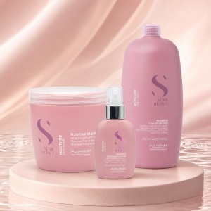Set Alfaparf Semi di Lino Moisture – Masca nutritiva 500 ml + Sampon nutritiv 1000 ml + Fluid de hidratare125 ml