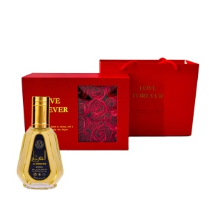 Set cadou Mirevo Apa de Parfum Ard al Zaafaran Al Dirgham Limited Edition, 50 ml si Cutie cu trandafiri