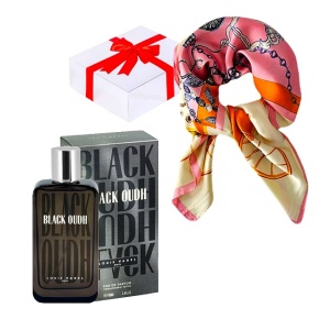 Set cadou Novella cu Apa de Parfum, Louis Varel Black Oudh Unisex, 100ml si esarfa
