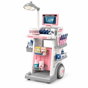 Set de joaca Dentist cu carucior medical, 26 piese, lumini si sunete, roz, 3+ ani