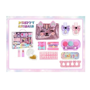Set de Machiaj si Accesorii cu Poseta Stralucitoare, Candy Girl - Pretty Animals