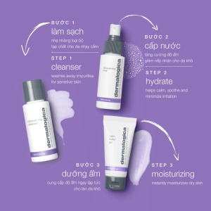 Set Dermalogica Sensitive Skin Rescue Kit, Gel de Curatare UltraCalming, 50 ml + Lotiune Mist Calmanta UltraCalming, 50 ml + Gel Hidratant UltraCalming cu Glicerina pentru Zi si Noapte, 15 ml