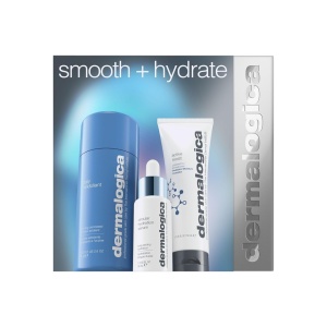 Set Dermalogica Smooth + Hydrate, Pudra exfolianta Daily Milkfoliant, 74 g + Crema hidratanta Active Moist cu prebiotice, 50 ml + Ser cu acid hialuronic Circular Hydration, 30 ml