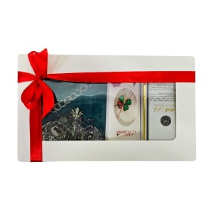 Set Opalia cu esarfa, parfum arabesc Ard al Zaafaran 50 ml si martisor brosa