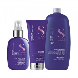 Set pentru neutralizarea tonurilor de galben,Sampon 1000 ml + Balsam 200ml + Spray 125ml, Alfaparf Milano Semi Di Lino Blonde continut