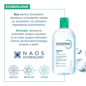 Solutie micelara ten mixt si gras H2O Sebium, 500 ml, Bioderma 