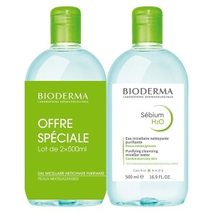 Solutie micelara ten mixt si gras H2O Sebium Bioderma, 2 x  500 ml