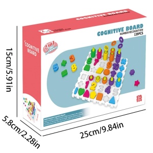 Tabla Cognitiva 2-in-1 pentru Copii - Forme Grafice si Numere, Joc Educativ pentru Dezvoltarea Abilitatilor Cognitive, 3+ Ani, 139 piese