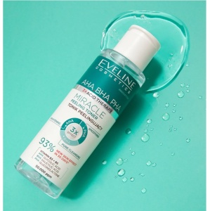 Toner exfoliant Eveline Cosmetics Miracle, cu acizi si vitamine, pentru curatarea porilor si netezirea pielii, 200 ml