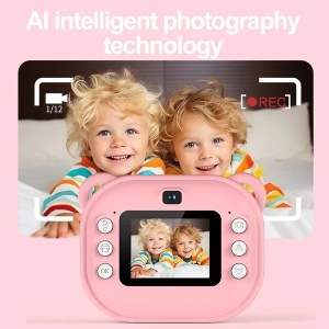 Aparat Foto Instant pentru Copii - Camera Printare Instantanee cu Design Dragut, Include Role Hartie 
