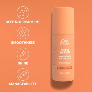 Balsam hidratant fara clatire Wella Professionals Invigo Nutri-Enrich Wonder Balm pentru par uscat si deteriorat, 150 ml