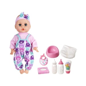 Bebelus interactiv Drink & Wet Baby cu accesorii pentru ingrijire