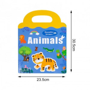 Carte Puzzle cu 34 stickere reutilizabile, Animale, dimensiuni