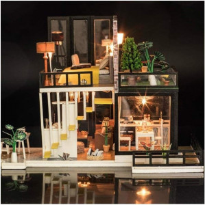 Casuta De Asamblat DIY in miniatura din lemn cu mobilier, Joc interactiv, educational