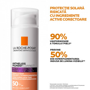 Crema cu actiune anti-pete pigmentare SPF 50+ La Roche Posay ANTHELIOS Pigment Correct, 50 ml - Img 2