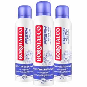 Deodorant Spray antiperspirant Fresh Non-Stop Aquatic Flowers Scent, 3 x 150 ml, Borotalco 