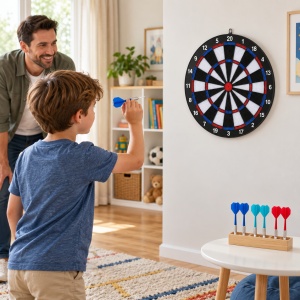 Joc darts cu tinta de 40 cm si 6 sageti, suport pentru pozitionare, multicolor, 6 ani+ - Img 2