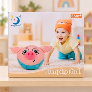 Jucarie muzicala porcusor Jumping Ball, roz si turcoaz, 3 ani+ - Img 3