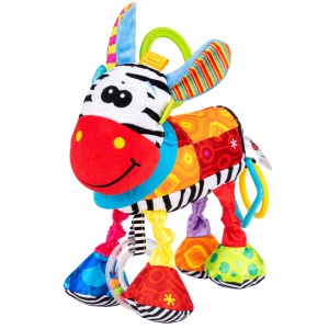 Jucarie senzoriala din plus Zebra SOZZY , zornaitoare si inel pentru dentitie, pentru carucior, patut sau scoica auto, 24 cm,3 luni+ - Img 3