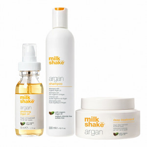 Kit pentru hidratare si reparare Milk Shake Argan Oil Sampon 300 ml + Masca 200 ml + Ulei 50 ml - Img 2