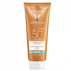Lapte hidratant de protectie solara pentru fata si corp SPF 50+ Capital Soleil, 300 ml, Vichy