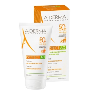 Pachet A-Derma Protect – Crema protectie solara Protect AD SPF 50+, 150 ml + Spray protectie solara copii Protect Kids SPF 50+, 200 ml