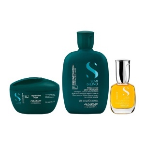 Pachet Alfaparf Semi di Lino  Reconstruction cu Sampon 250 ml + Masca 200 ml + Ulei Cristalli Liquidi 15 ml