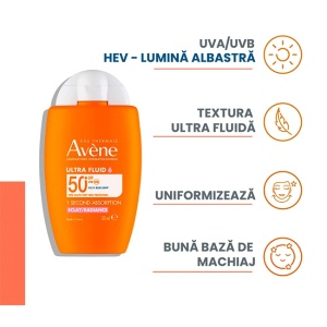Pachet Avène – Fluid protectie solara fata Ultra Radiance SPF 50+, 50 ml + Ulei satinat protectie solara SPF 30, 200 ml + Lotiune protectie solara copii SPF 50+, 250 ml