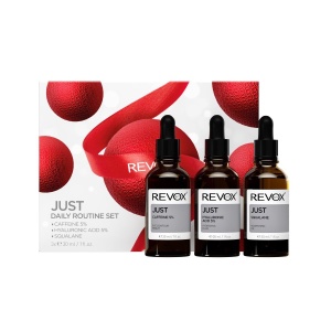 Pachet Daily Routine Revox - Just, Caffeine 5%, Eye Serum, 30 ml + Just, Hyaluronic Acid 5%, Fluid, 30 ml + Just, Squalane, Oil, 30 ml