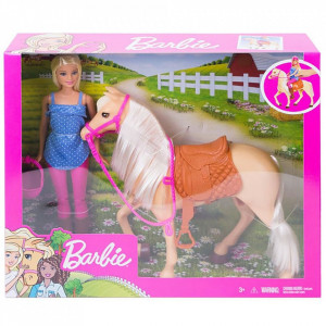 Papusa Barbie cu accesorii pentru calarit si cal - Img 5