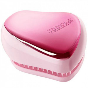 Perie pentru par Tangle Teezer Compact Styler Smooth & Shine Limited Editions Baby Doll Pink Chrome