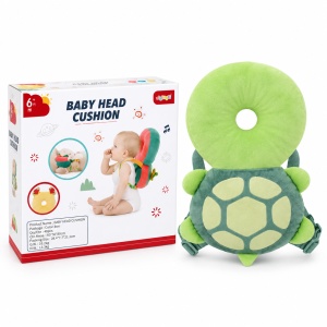 Pernita de protectie pentru capul bebelusului, tip rucsac, model Testoasa, bretele reglabile, verde, 6 luni+