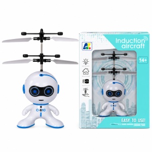 Robot zburator cu senzor de inductie, lumini si incarcare USB, Alb/Albastru - Img 2