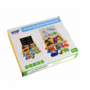 Set 2 in 1 pescuit magnetic si tabla de scris din lemn