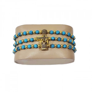 Set 3 bratari Infinity din otel inoxidabil si zirconiu, Unisex, gold