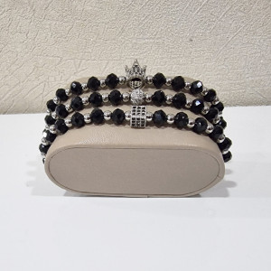 Set 3 bratari Royal din otel inoxidabil, onix si zirconiu, Unisex, silver - Img 6