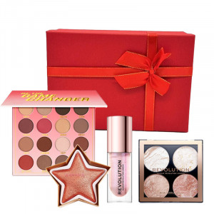 Set Briliant - Iluminator I Heart 3.5g, Gloss pentru buze luminizer sparkle 4.6g, Paleta farduri de ochi 1.30g, Paleta de contur 4 x 2.2 g Makeup Revolution - Img 1